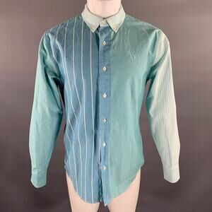 AIME LEON DORE Size M Green Turquoise Mixed Patterns Cotton Long Sleeve Shirt